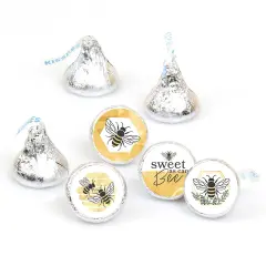 Big Dot of Happiness Little Bumblebee - Bee Baby Shower or Birthday Party Round Candy Sticker Favors - Labels Fits Chocolate Candy (1 sheet of 108)