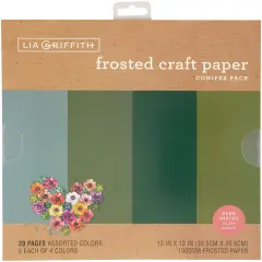 Lia Griffith Frosted Craft Tissue Paper 12"X12" 20/Pkg-Conifer-Blues