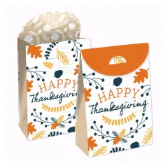 Big Dot of Happiness Happy Thanksgiving - Fall Harvest Gift Favor Bags - Party Goodie Boxes - Set of 12