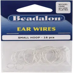 Beadalon Ear Wire Beading Hoops Small 20mm 16/Pkg-Silver-Plated & Nickel-Free
