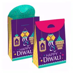 Big Dot of Happiness Happy Diwali - Festival of Lights Gift Favor Bags - Party Goodie Boxes - Set of 12