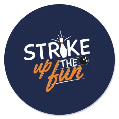 Big Dot of Happiness Strike Up the Fun - Bowling - Birthday Party or Baby Shower Circle Sticker Labels - 24 Count