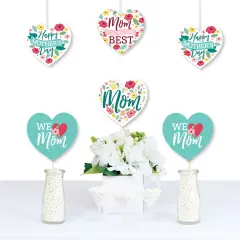 Big Dot of Happiness Colorful Floral Happy Mother's Day - Heart Decorations DIY We Love Mom Party Essentials - Set of 20