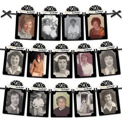 Big Dot of Happiness Adult 90th Birthday - Gold - DIY Birthday Party Decor - Picture Display - Photo Banner