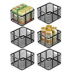 mDesign Metal Wire Food Organizer Storage Bins Basket - 6 Pack