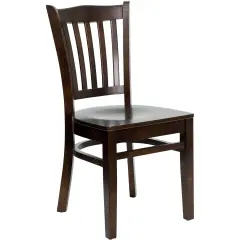Emma and Oliver Vertical Slat Back Wooden Restaurant Dining Chair WalnutSeat/Walnut
