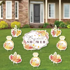Big Dot of Happiness Fall Foliage Bride - Yard Sign and Outdoor Lawn Decorations - Autumn Leaves Bridal Shower and Wedding Party Yard Signs - Set of 8