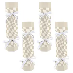 Big Dot of Happiness Tan Checkered Party - No Snap Party Table Favors - DIY Cracker Boxes - Set of 12