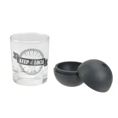 Wild Eye Keep It Local Glass Tumbler with Black Sphere Ice Mold - 10oz Clear