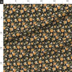 Various Fabrics by the Yard or Fat Quarter Oranges Citrus Fruit Botanical Leaves Dark Background Custom Printed Fabric by Spoonflower