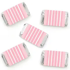 Big Dot of Happiness Pink Stripes - Mini Candy Bar Wrapper Stickers - Simple Party Small Favors - 40 Count