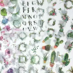 Wrapables Washi Stickers Sets for Scrapbooking, DIY Crafts for Stationery, Diary, Card Making 18, Cactus & Flowers