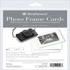 Strathmore Cards & Envelopes 5"X6.875" 6/Pkg-White Photo Frame W/Die Cut Window
