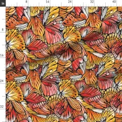 Various Fabrics by the Yard or Fat Quarter Butterfly Wings Red Orange Large Scale Watercolor Custom Printed Fabric by Spoonflower