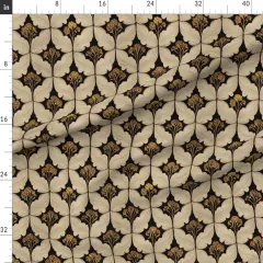 Various Fabrics by the Yard or Fat Quarter Victorian Flowers Art Nouveau Moody Botanical Art Deco William Morris Inspired Leaves Black Beige Custom Printed Fabric by Spoonflower