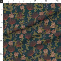 Various Fabrics by the Yard or Fat Quarter Dark Botanical Hawaii Hawaiian Floral Flowers Red Teal Moody Tropical Custom Printed Fabric by Spoonflower