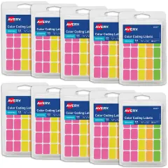 Avery Removable Color-Coding Stickers, 525 Per Pack, 10 Pack Assorted Colors, 5,250 Total (06721)