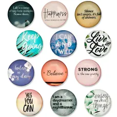 Wrapables Crystal Glass Magnets, Refrigerator Magnets for Office Whiteboards, Cabinets, Lockers (Set of 12) Motivational