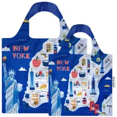 Wrapables Large & Small Allybag Foldable & Lightweight Reusable Grocery Bags (Set of 2) New York