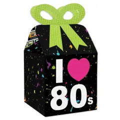 Big Dot of Happiness 80's Retro - Square Favor Gift Boxes - Totally 1980s Party Bow Boxes - Set of 12