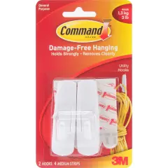 Command Medium Hooks-White 2 Hooks & 4 Strips