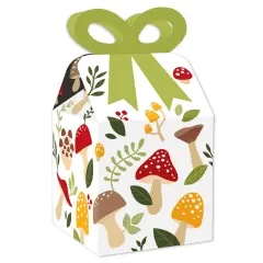 Big Dot of Happiness Wild Mushrooms - Square Favor Gift Boxes - Red Toadstool Party Bow Boxes - Set of 12
