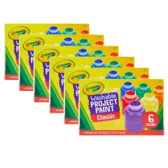 Washable Project Paint, Classic Colors, 2 oz., 6 Bottles Per Pack, 6 Packs