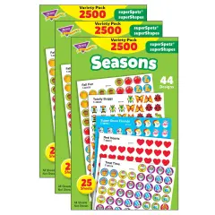 Seasons superSpots&reg;/superShapes Variety Pack, 2500 Per Pack, 3 Packs