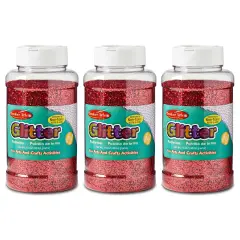 Creative Arts&trade; Glitter, 1 lb. Bottle, Red, Pack of 3