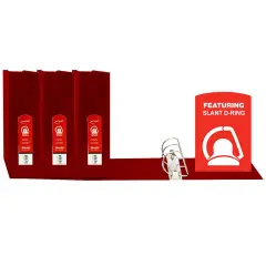 Slant D Ring View Binder with 2 Pockets, 3", Burgundy, Pack of 3