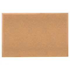 Natural Cork Bulletin Board with Wood Frame, 18"H x 24"W