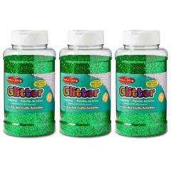 Creative Arts&trade; Glitter, 1 lb. Bottle, Green, Pack of 3