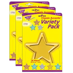 I &hearts; Metal&trade; Stars Classic Accents&reg; Variety Pack, 36 Per Pack, 3 Packs