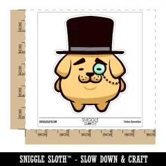 Weird Fancy Gentleman Dog Pup Top Hat Monocle Waterproof Vinyl Phone Tablet Laptop Water Bottle Sticker Set - 5 Pack