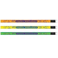 Pencils Neon Happy Birthday, 12 Per Pack, 12 Packs