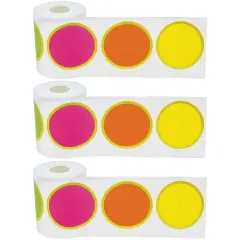Confetti Colorful Circles Straight Rolled Border Trim, 50 Feet Per Roll, Pack of 3