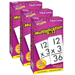 Pack of 3 - Multiplication 0-12 Skill Drill Flash Cards, 91 Cards Per Pack, For Ages 8 And Up, 3" x 6"