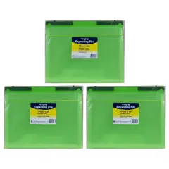 Expanding File Folder, 7-Pocket, Hanging Tabs, Bright Green, Pack of 3