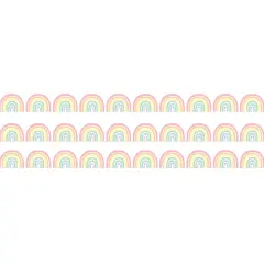 Pastel Pop Rainbows Die-Cut Rolled Border Trim, 50 Feet, 3 Rolls