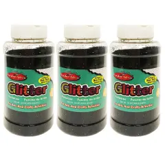 Creative Arts&trade; Glitter, 1 lb. Bottle, Black, Pack of 3