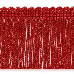 10 Yards of 2" Metallic Chainette Fringe Trim | 10 yard cut Red