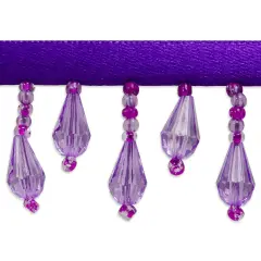 10 yards of Joanne Beaded Teardrop Fringe Trim | 10 yard cut Bright Purple