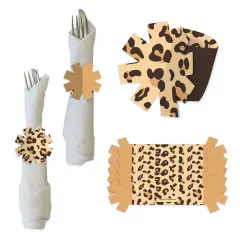 Big Dot of Happiness Leopard Print - Cheetah Party Paper Napkin Holder - Napkin Rings - Set of 24