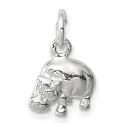 Sterling Silver Hippo Charm Pendant Africa Animal Jewerly 12mm x 11mm