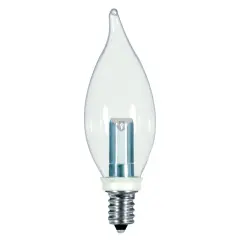 Satco 1 Watt CFC E12 Base Chandelier LED Flame Light Bulb - 2700K