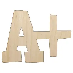 A Plus Grade School Unfinished Wood Shape Piece Cutout for DIY Craft Projects
