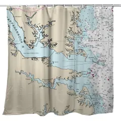 Betsy Drake Chesapeake Bay, VA Nautical Map Shower Curtain