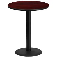 Emma and Oliver 36" Round Laminate Table Top with 24" Round Bar Height Table Base Mahogany