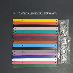1/2" Blank Leather Keychains Kit - 10 Pre-Cut Blank Keyrings for Stamping & Engraving MIXED-18 colors