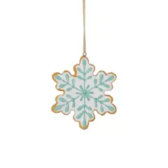 Northlight Frosted Snowflake Cookie Christmas Ornament - 3.75" - White and Green